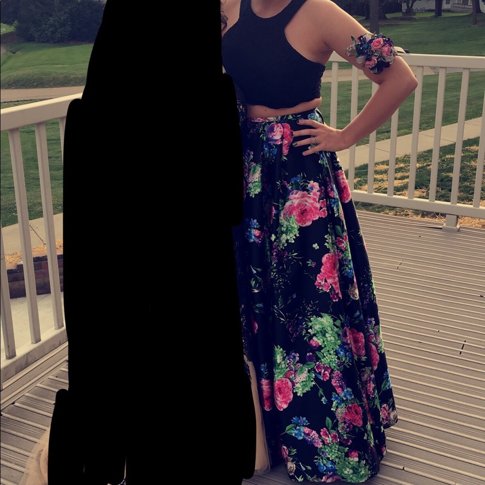 Two piece floral prom dress